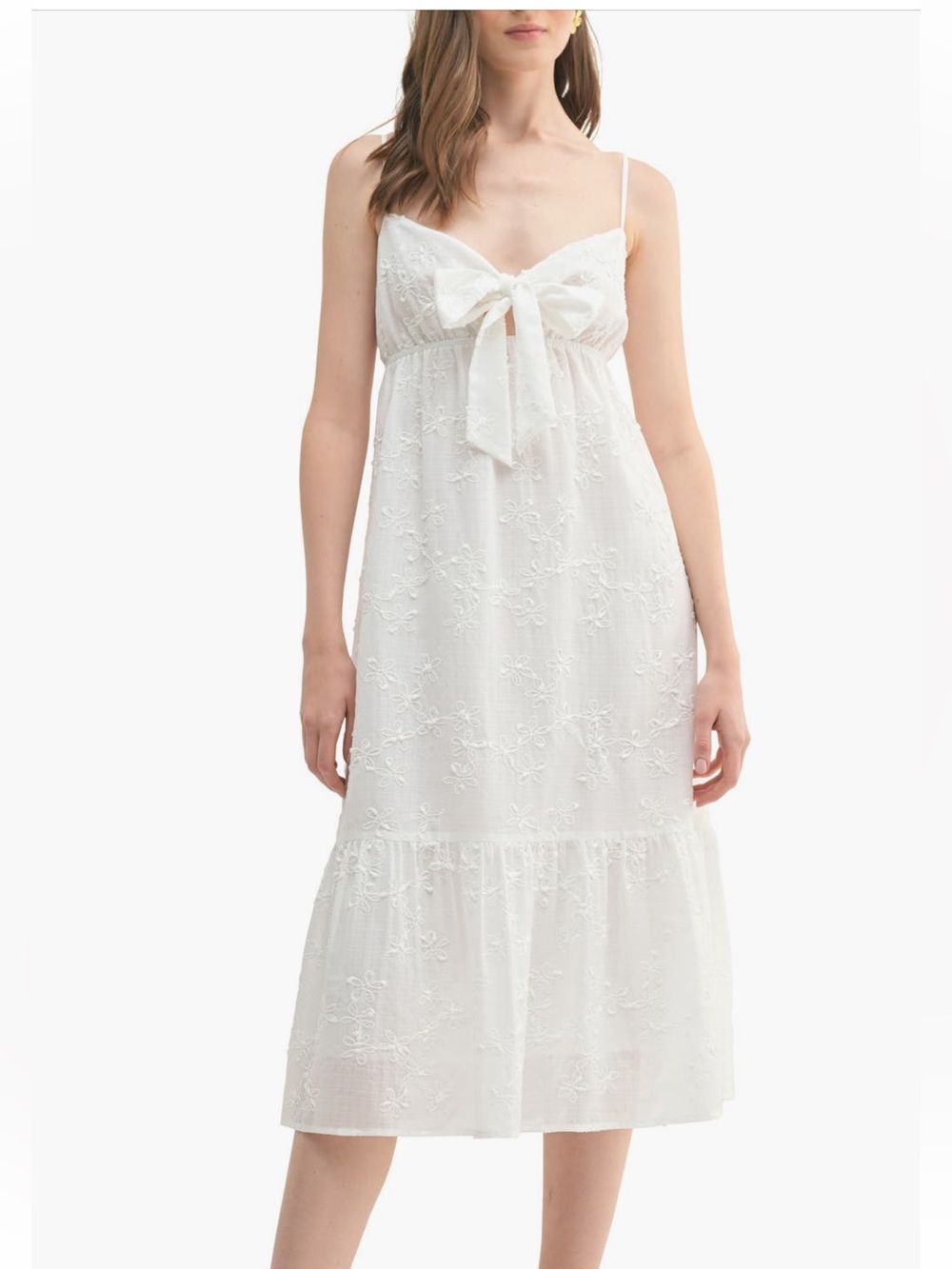 LUSH WHITE EMBROIDERED MIDI DRESS SIZE S NWT
